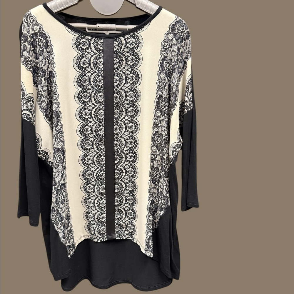 Chico's Black and Cream Lace Blouse